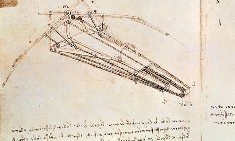 Thiết kế máy bay cánh chim của Leonardo da Vinci. Ảnh: National Geographic